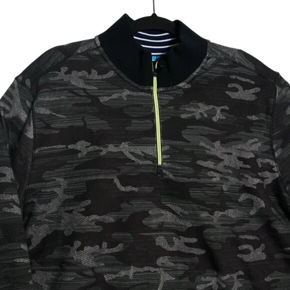Robert Graham Mens Gray Black Camo 1/4 Zip Casual Pullover Sweater Sz XL Classic - Picture 3 of 5
